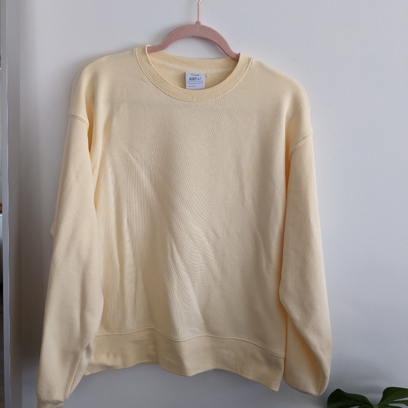 Aritzia Yellow Airy Fleece Boyfriend Crew Sweatshirt Size 1 - Picture 2 of 4